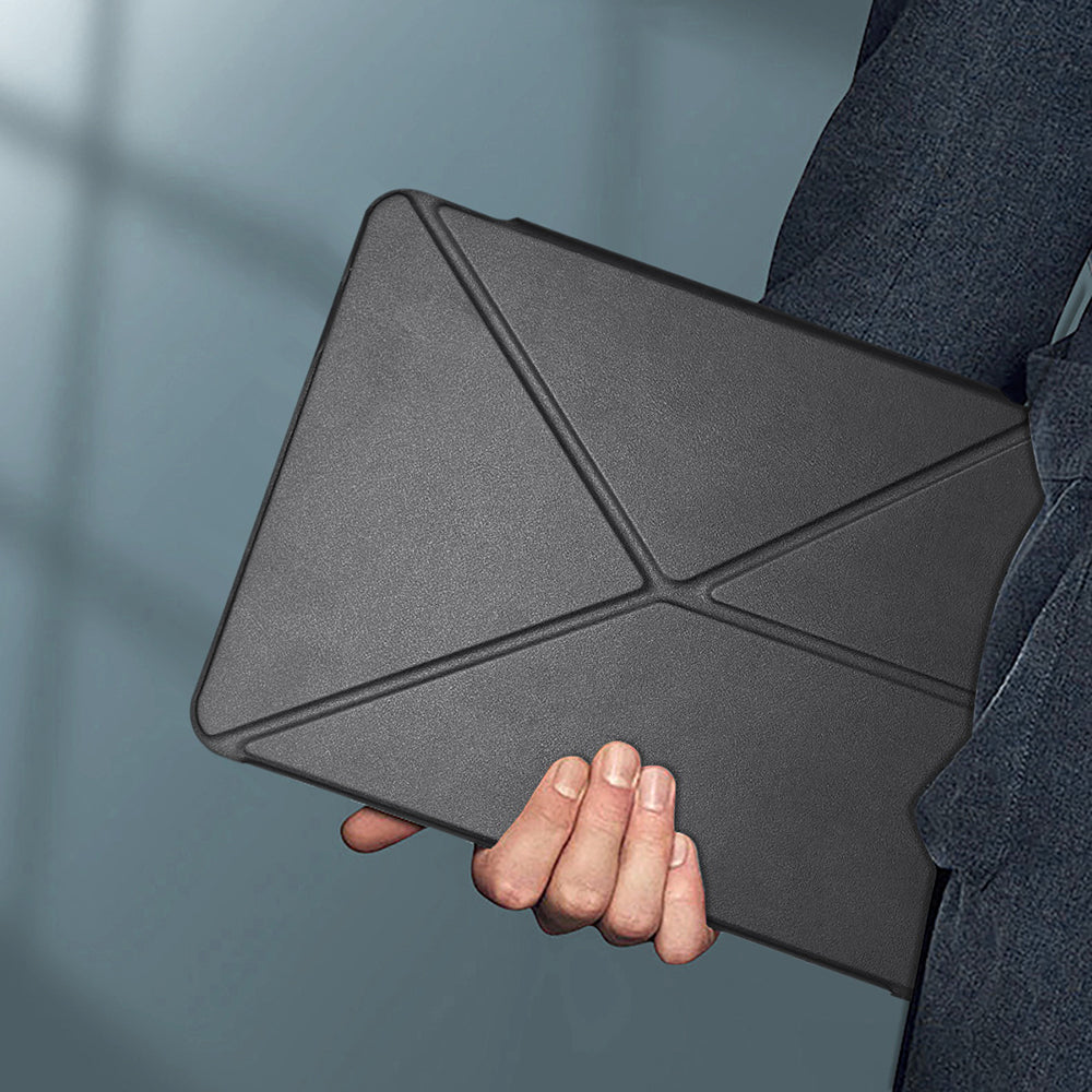 Apple iPad Air 11 2025 M3 Raptic Clear Folio Airbagli Şeffaf Kapaklı Katlanabilir Standlı Kılıf Siyah