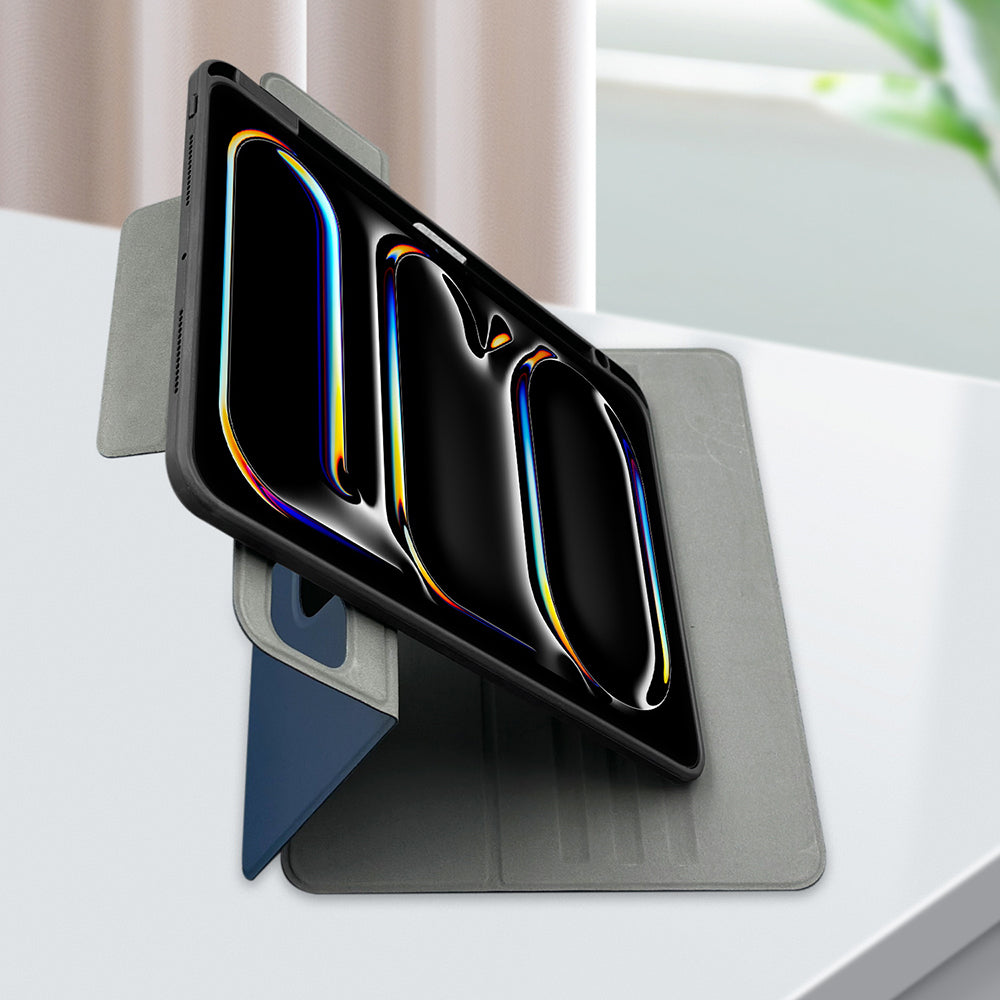 Apple iPad Air 11 2025 M3 Raptic Spin Detachable Folio PU Ayrılabilir Kalem Bölmeli Standlı Kılıf Lacivert