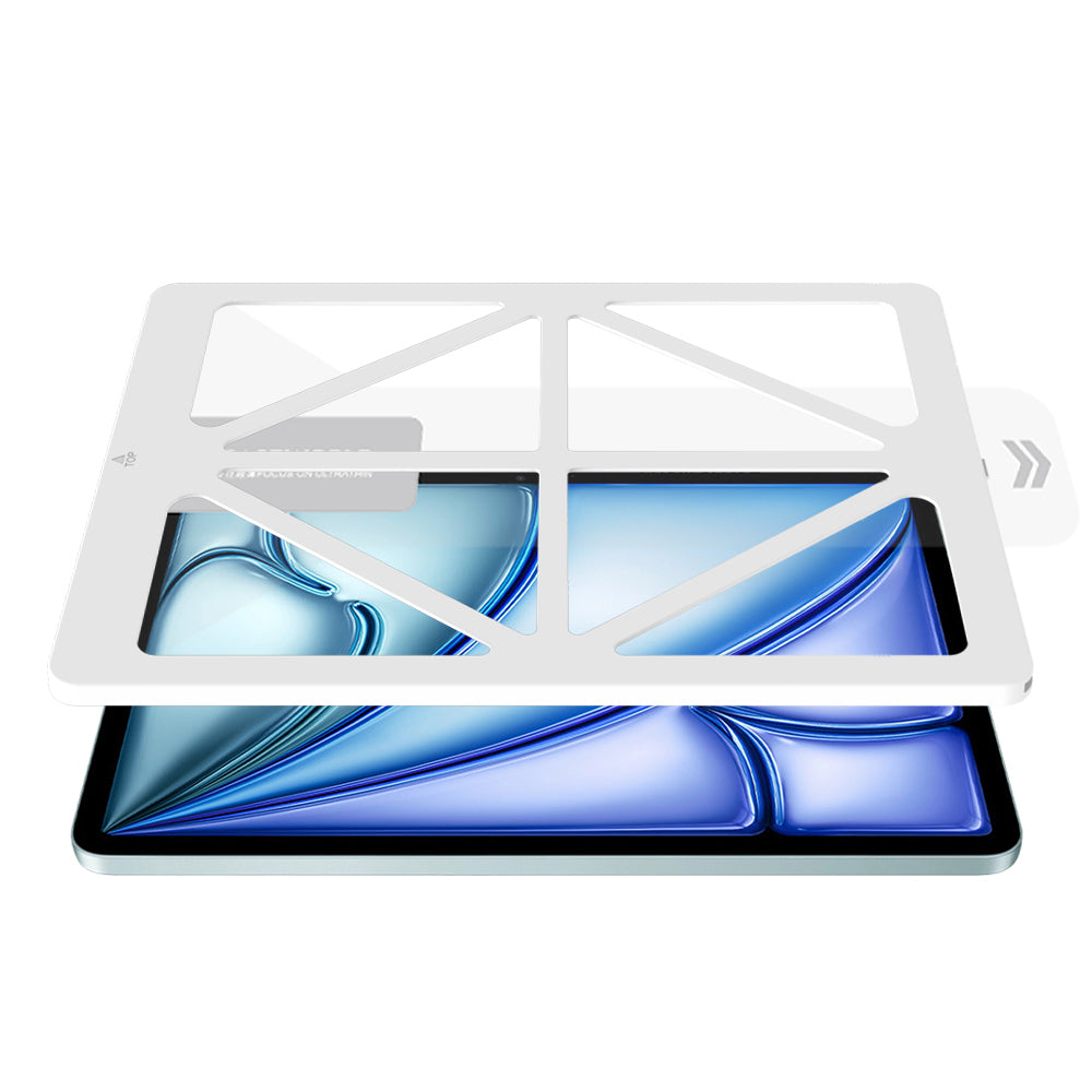 Apple iPad Air 13 2024 CaseWorld Steel Shield Serisi Temperli Cam Ekran Koruyucu + Uygulama Aparatı Şeffaf