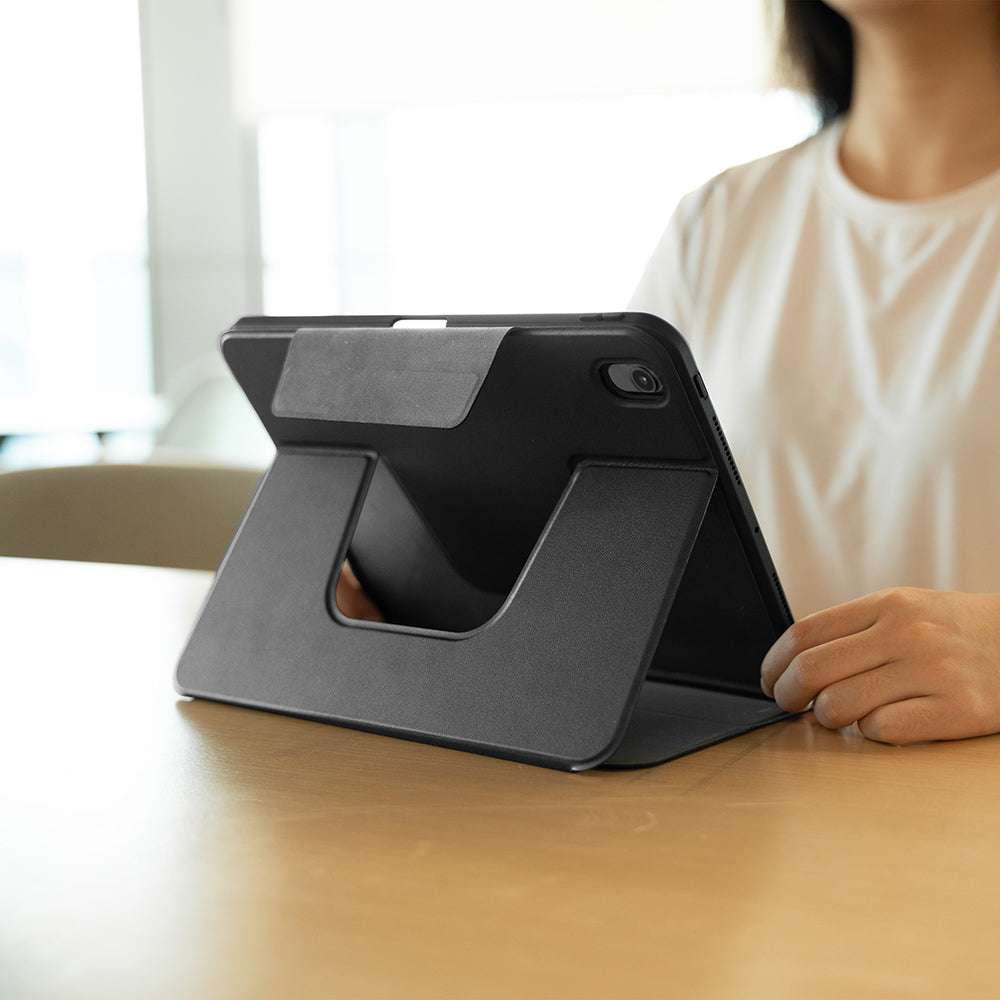 Apple iPad Air 13 2024 Raptic Spin Detachable Folio PU Ayrılabilir Kalem Bölmeli Standlı Kılıf Siyah