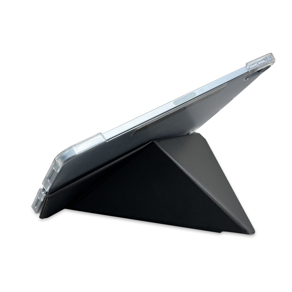 Apple iPad Air 13 2025 M3 Raptic Clear Folio Airbagli Şeffaf Kapaklı Katlanabilir Standlı Kılıf Siyah