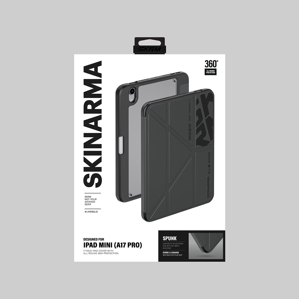 Apple iPad Mini 2024 (7.Nesil) Kılıf Skinarma Desenli Airbag Tasarımlı Standlı Spunk Kapak Koyu Yeşil