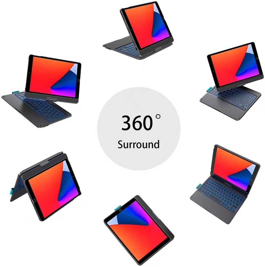 Apple iPad Pro 10.5 (7.Nesil) Wiwu Waltz Rotating Keyboard Kablosuz Dönebilen Klavye Siyah