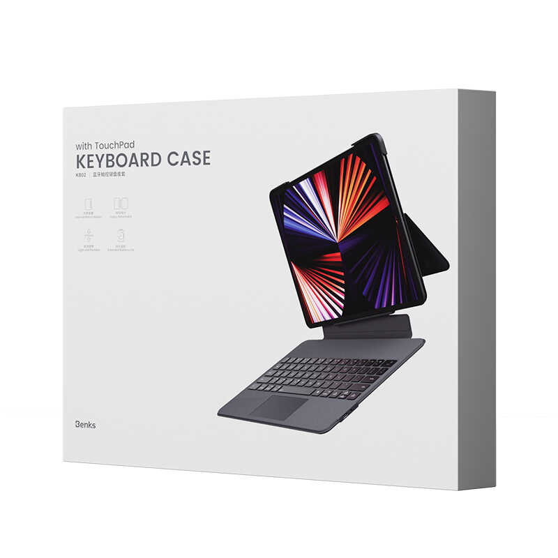 Apple iPad Pro 11 2020 (2.Nesil) Benks KB01 Kablosuz Klavyeli Kılıf Gri