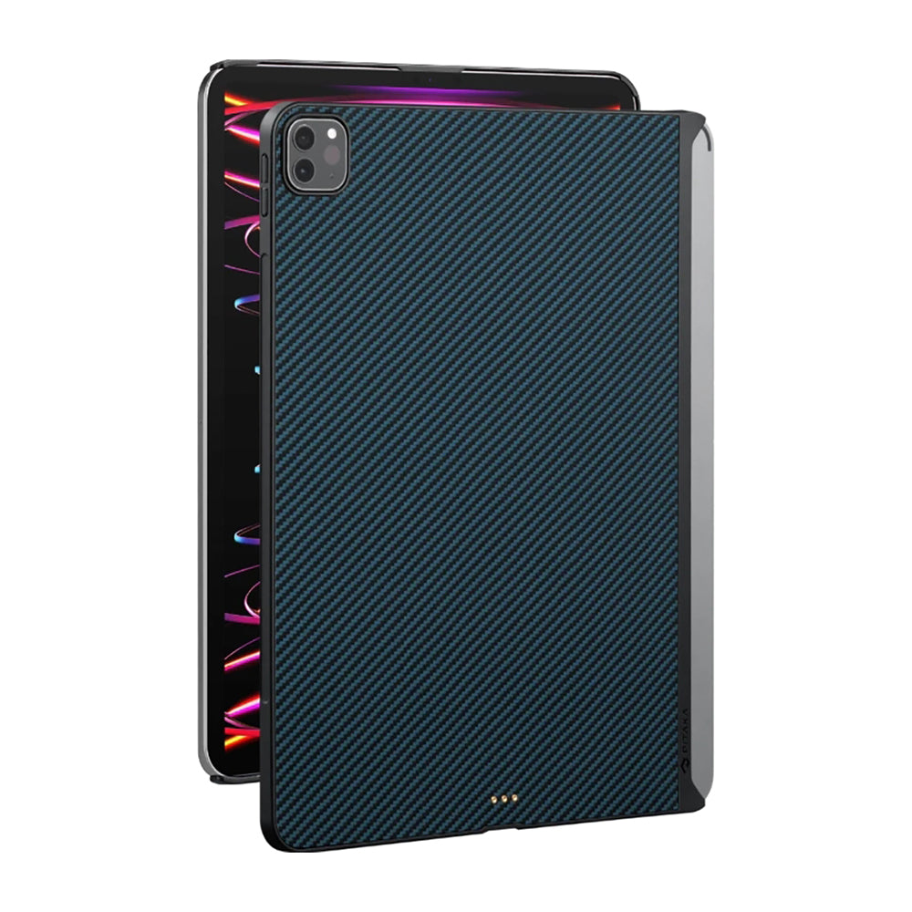 Apple iPad Pro 11 2020 (2.Nesil) Kılıf Aramid Fiber Pitaka Ultra-Slim Classic Serisi Tablet Kapak Mavi