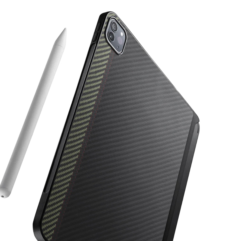 Apple iPad Pro 11 2020 (2.Nesil) Kılıf Aramid Fiber Pitaka Ultra-Slim Classic Serisi Tablet Kapak Siyah-Yeşil