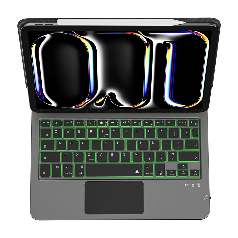 Apple iPad Pro 11 2020 (2.Nesil) Wiwu MK-003 Gizli Kalem Bölmeli Klavyeli Standlı Kılıf Siyah