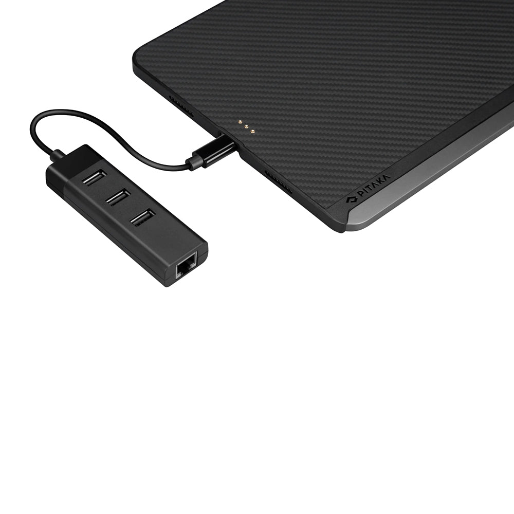 Apple iPad Pro 11 2021 (3.Nesil) Kılıf Aramid Fiber Pitaka Ultra-Slim Classic Serisi Tablet Kapak Siyah-Kırmızı