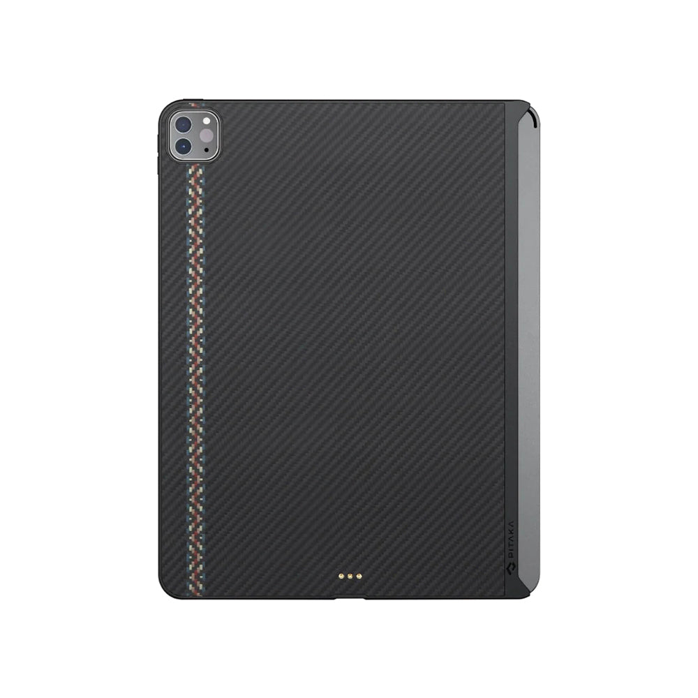 Apple iPad Pro 11 2021 (3.Nesil) Kılıf Aramid Fiber Pitaka Ultra-Slim Classic Serisi Tablet Kapak Siyah-Kırmızı