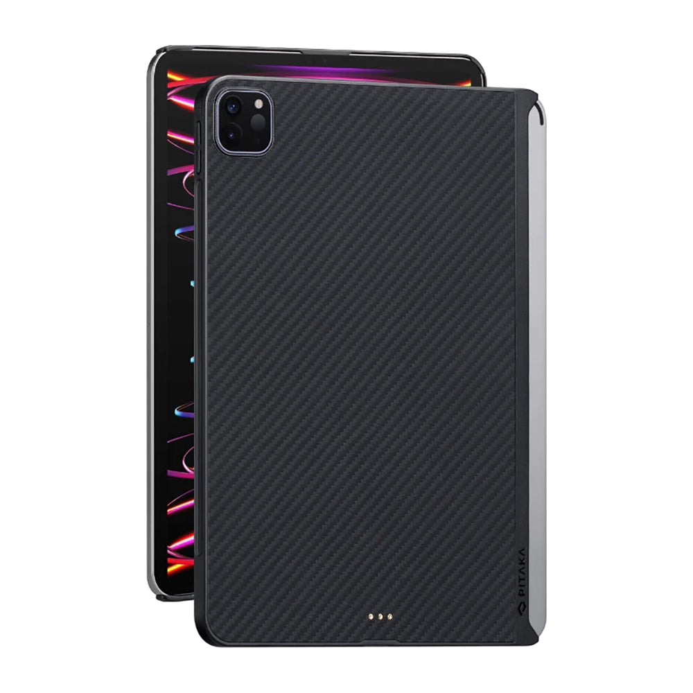 Apple iPad Pro 11 2021 (3.Nesil) Kılıf Aramid Fiber Pitaka Ultra-Slim Classic Serisi Tablet Kapak Siyah-Yeşil