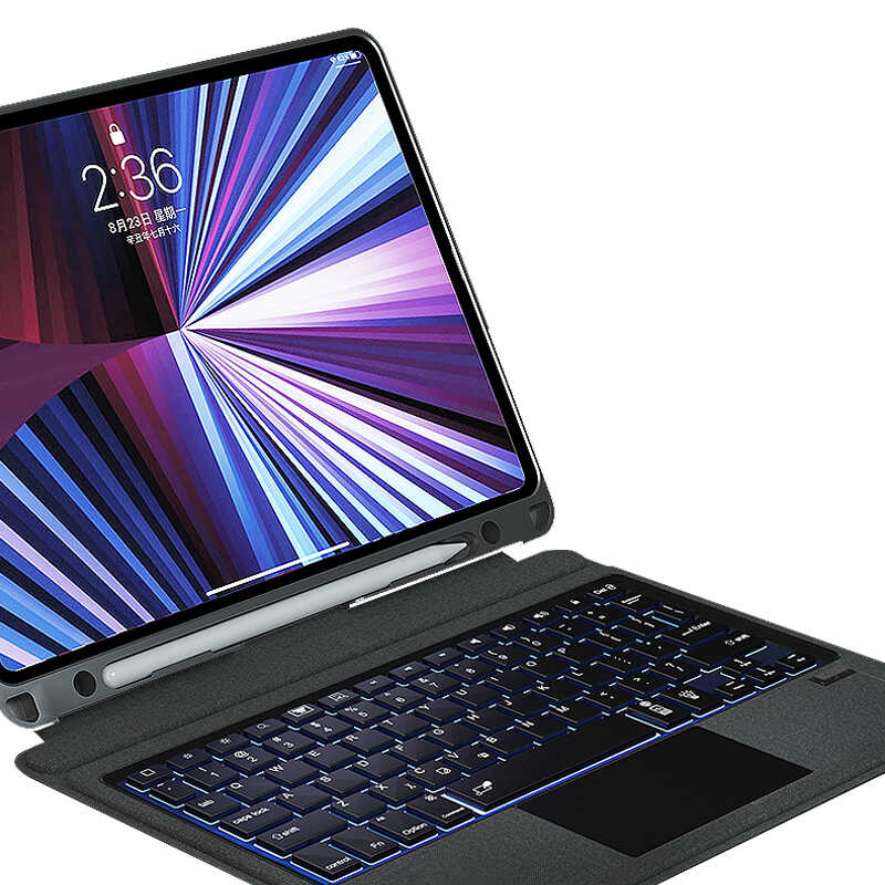 Apple iPad Pro 11 2021 (3.Nesil) Wiwu Mag Touch Klavyeli Standlı Kılıf Siyah