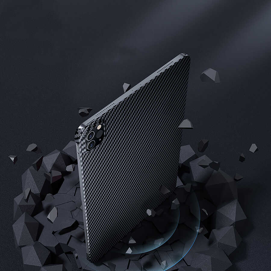 Apple iPad Pro 11 2022 M2 Kılıf Benks Essential Kevlar Karbon Fiber Kapak Siyah