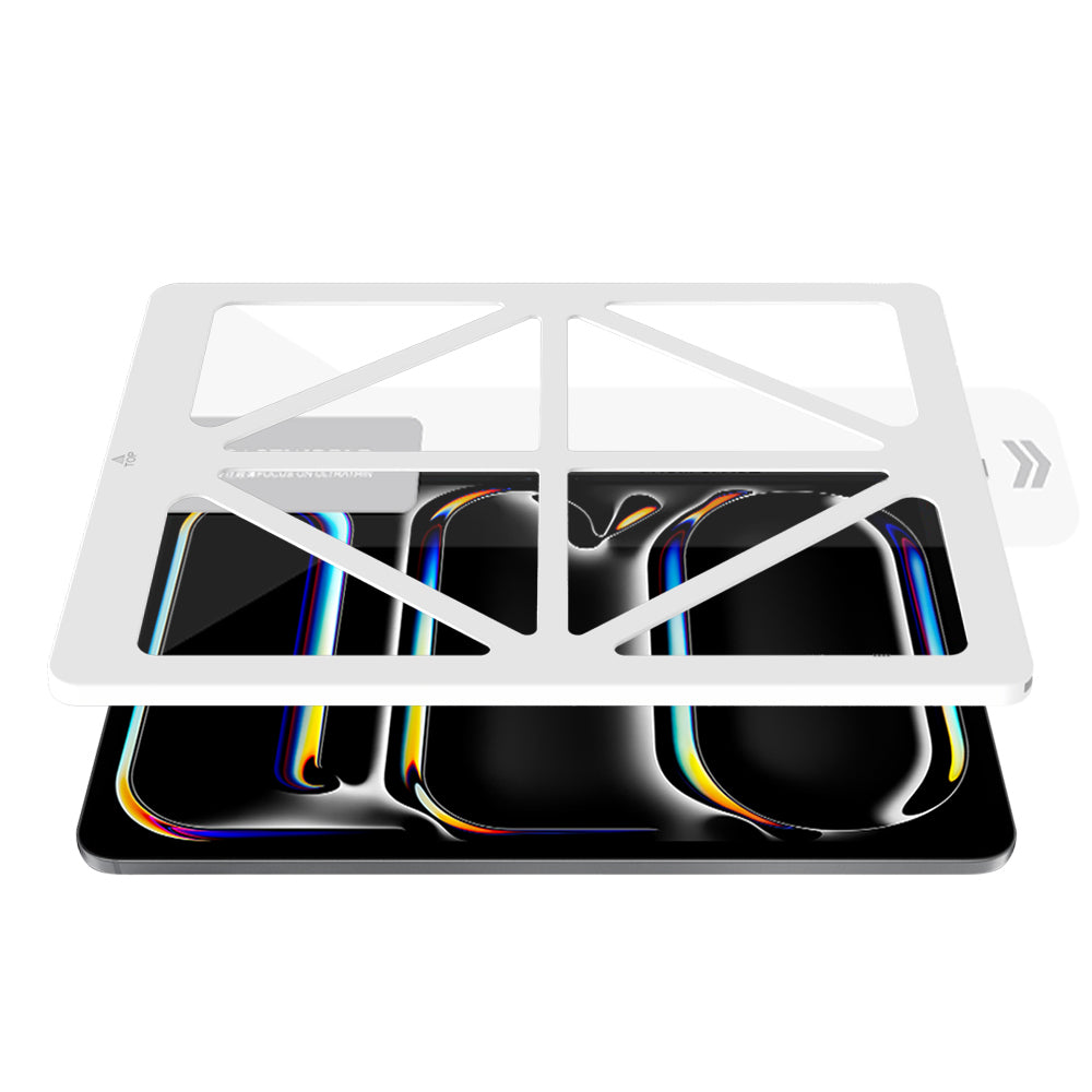 Apple iPad Pro 11 2024 CaseWorld Steel Shield Serisi Temperli Cam Ekran Koruyucu + Uygulama Aparatı Şeffaf