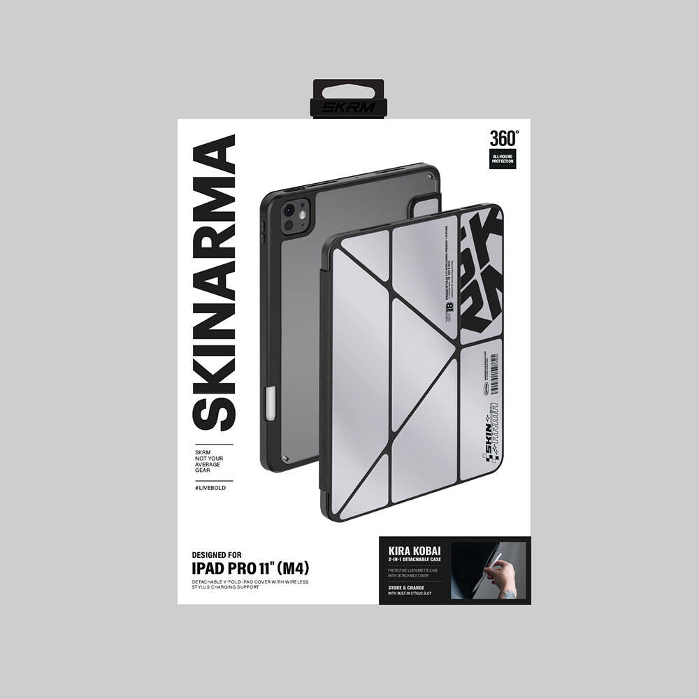 Apple iPad Pro 11 2024 Kılıf SkinArma Holografik Tasarımlı Arkası Şeffaf Çıkarılabilir Magnetik Kira Kobai Kılıf Füme