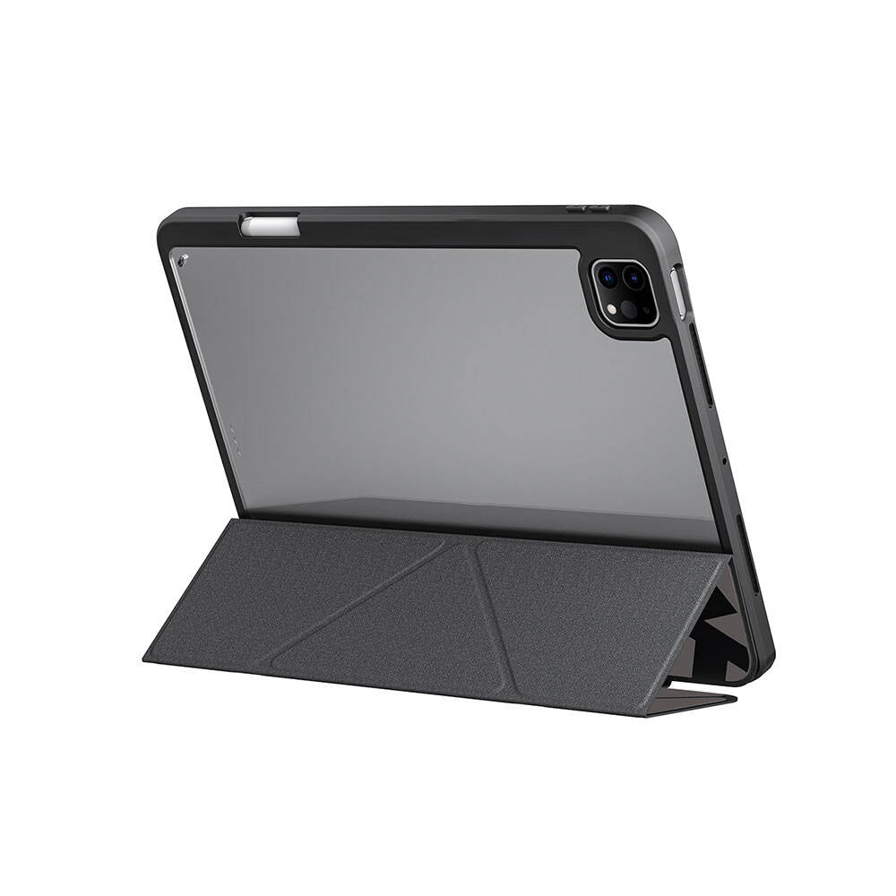 Apple iPad Pro 11 2024 Kılıf SkinArma Holografik Tasarımlı Arkası Şeffaf Çıkarılabilir Magnetik Kira Kobai Kılıf Gümüş