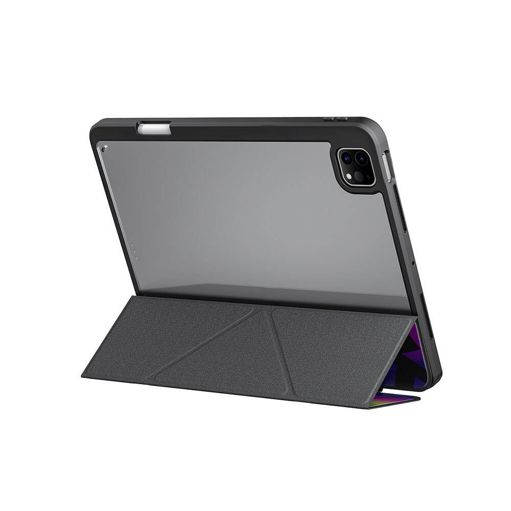 Apple iPad Pro 11 2024 Kılıf SkinArma Holografik Tasarımlı Arkası Şeffaf Çıkarılabilir Magnetik Kira Kobai Kılıf Füme