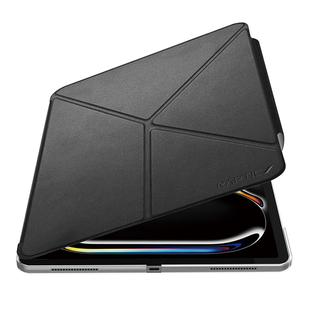 Apple iPad Pro 11 2024 Raptic Clear Folio Airbagli Şeffaf Kapaklı Katlanabilir Standlı Kılıf Siyah