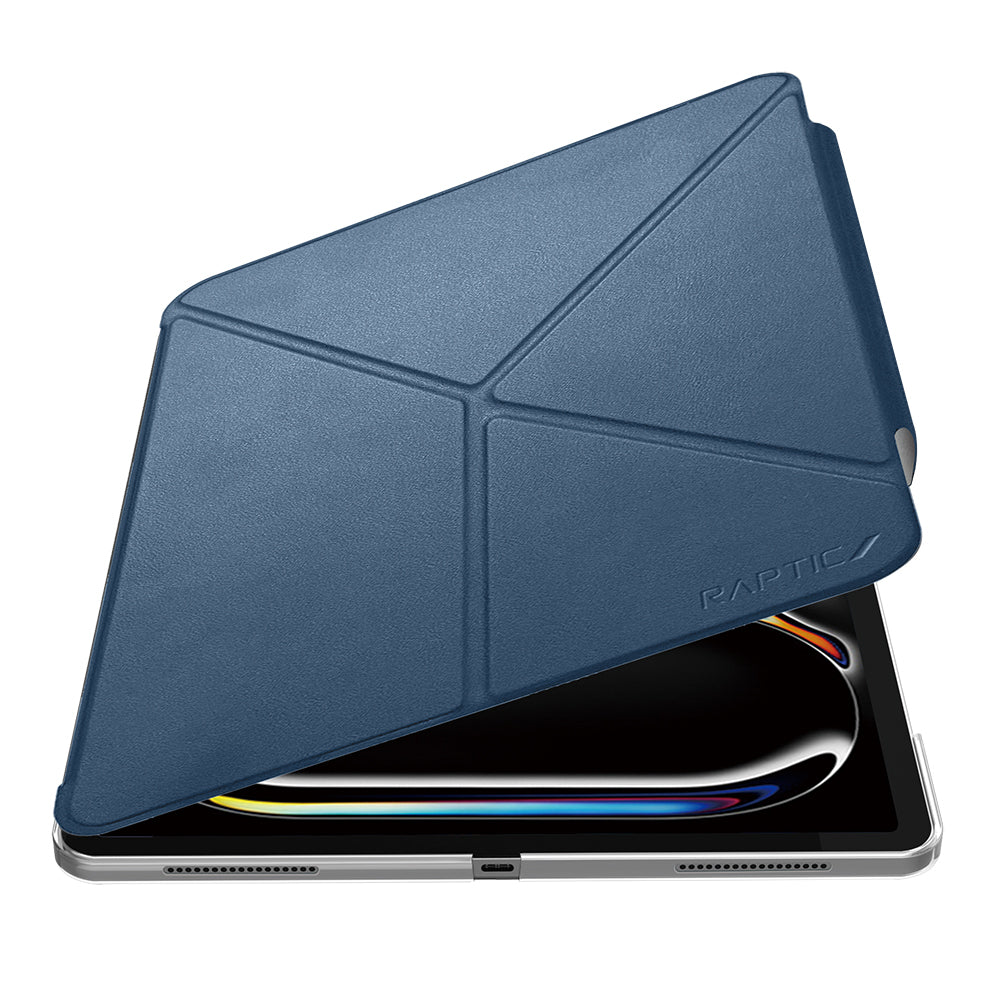 Apple iPad Pro 11 2024 Raptic Clear Folio Airbagli Şeffaf Kapaklı Katlanabilir Standlı Kılıf Lacivert