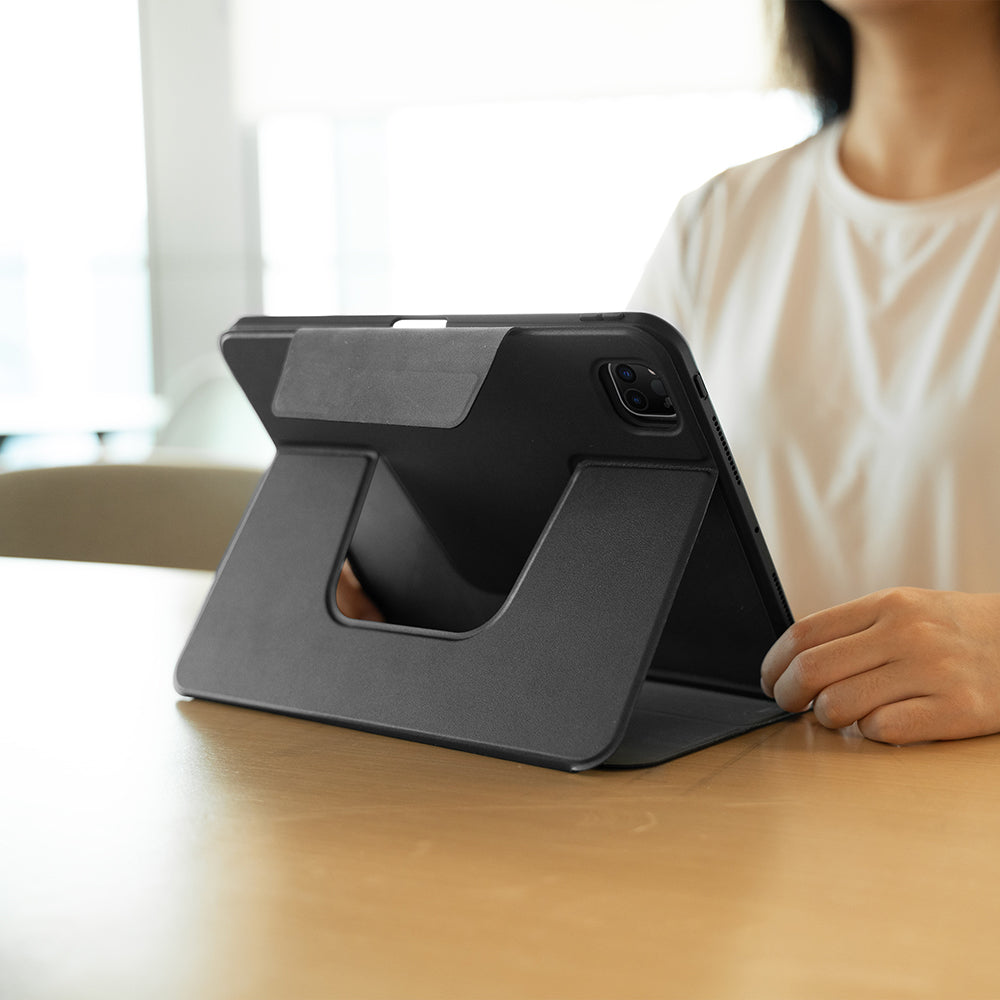 Apple iPad Pro 11 2024 Raptic Spin Detachable Folio PU Ayrılabilir Kalem Bölmeli Standlı Kılıf Siyah