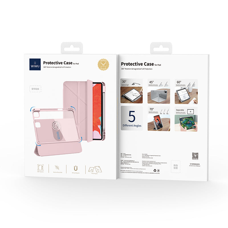Apple iPad Pro 11 2024 Wiwu 360° Dönebilen Standlı Magnetik Koruyucu Tablet Kılıfı Siyah