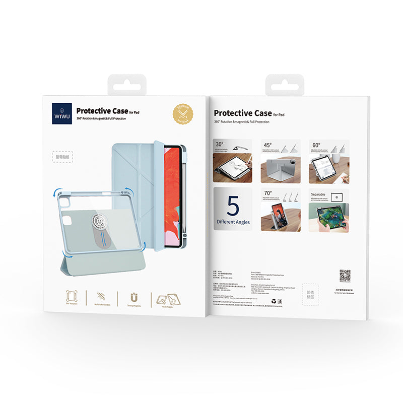 Apple iPad Pro 11 2024 Wiwu 360° Dönebilen Standlı Magnetik Koruyucu Tablet Kılıfı Siyah