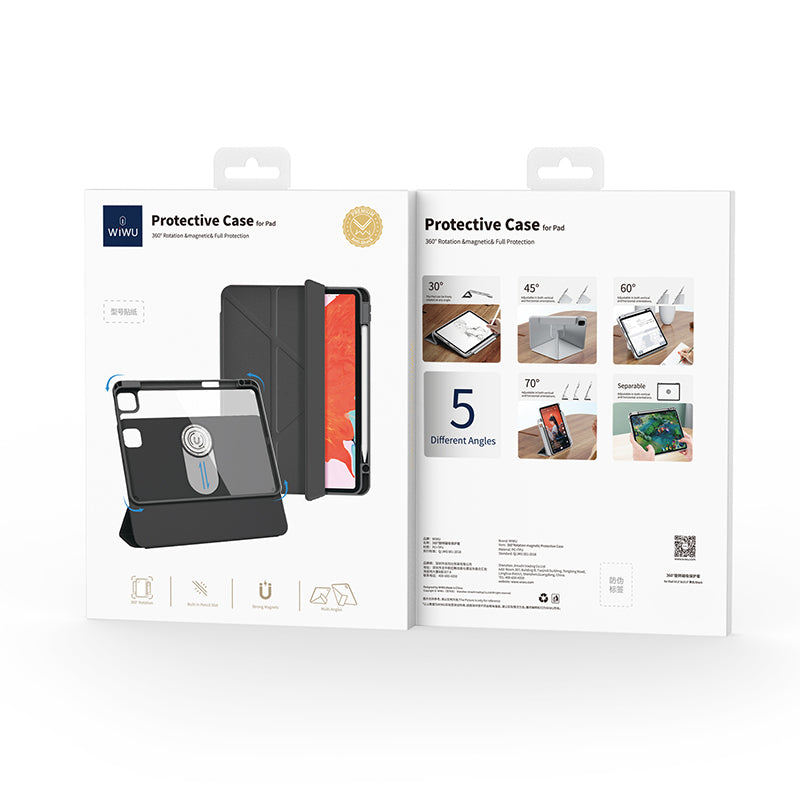 Apple iPad Pro 11 2024 Wiwu 360° Dönebilen Standlı Magnetik Koruyucu Tablet Kılıfı Pembe