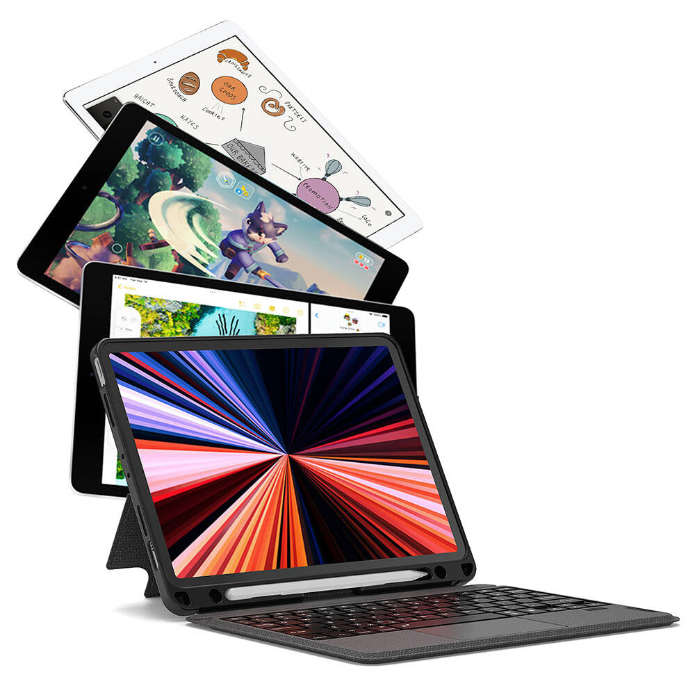 Apple iPad Pro 11 2024 Wiwu Mag Touch Klavyeli Standlı Kılıf Siyah