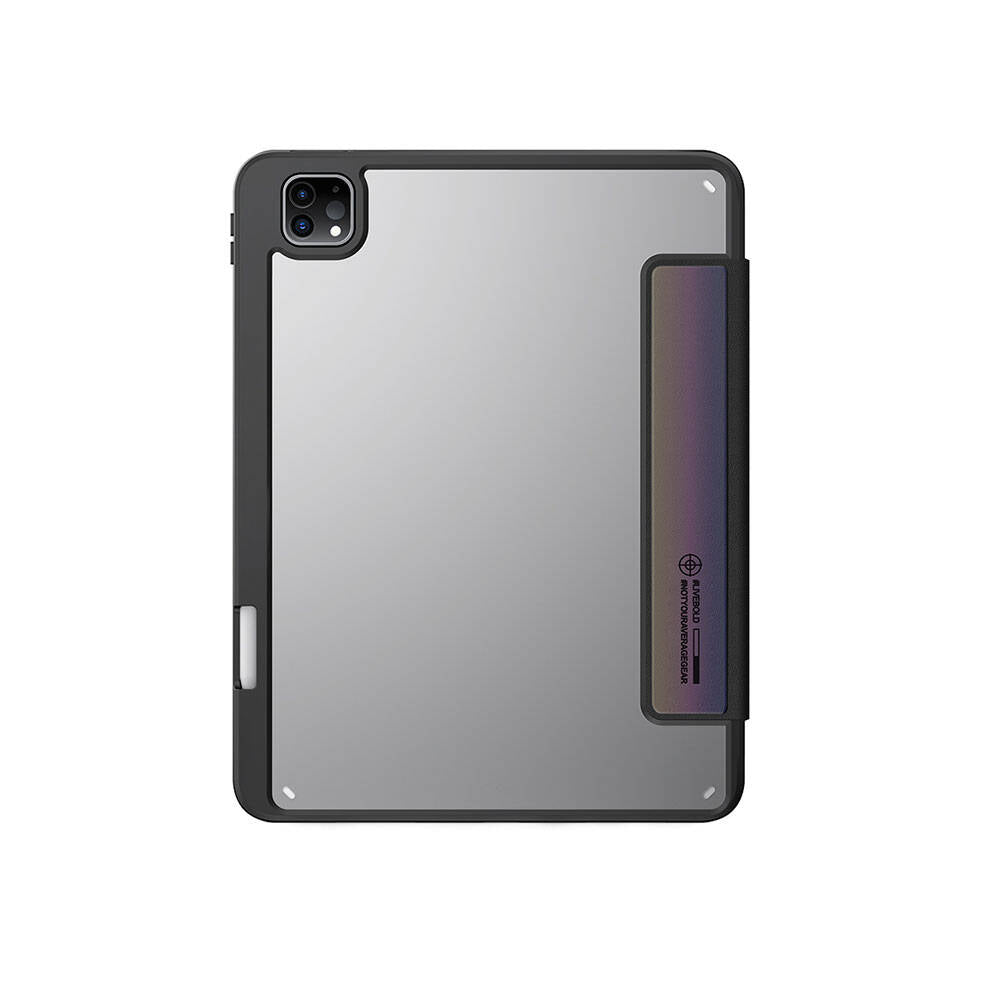 Apple iPad Pro 11 2025 M5 Kılıf SkinArma Holografik Tasarımlı Arkası Şeffaf Çıkarılabilir Magnetik Kira Kobai Kılıf Gümüş