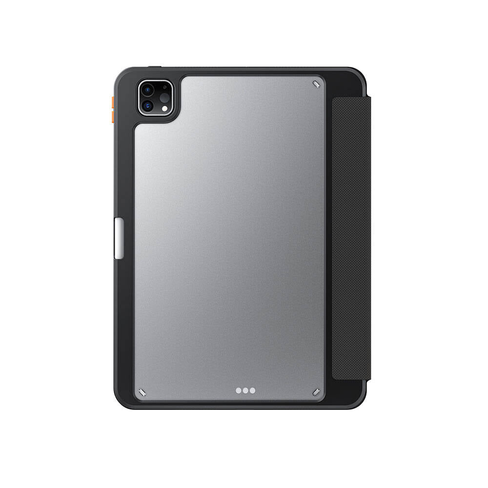 Apple iPad Pro 11 2025 M5 Kılıf SkinArma Kabartma Baskı Tasarımlı 360 Tam Koruma Arkası Şeffaf Standlı Gamma Kılıf Gold