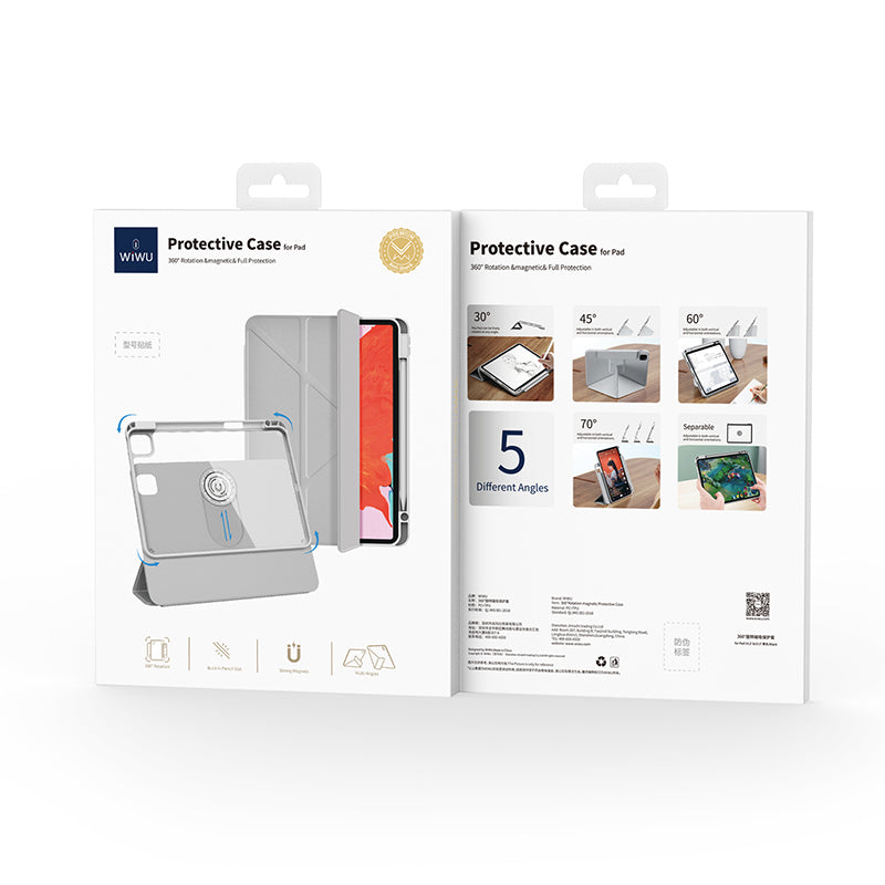 Apple iPad Pro 11 2025 M5 Wiwu 360° Dönebilen Standlı Magnetik Koruyucu Tablet Kılıfı Pembe
