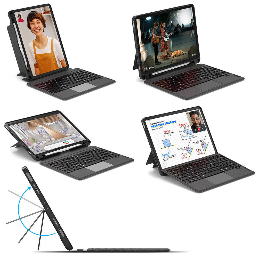 Apple iPad Pro 11 2025 M5 Wiwu Mag Touch Klavyeli Standlı Kılıf Siyah