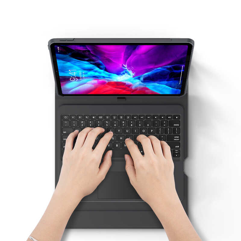 Apple iPad Pro 12.9 2020 (4.Nesil) Benks Multifunctional Kablosuz Klavyeli Kılıf Siyah