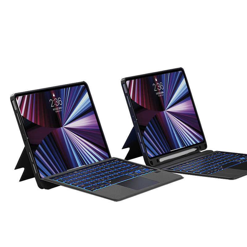 Apple iPad Pro 12.9 2020 (4.Nesil) Wiwu Mag Touch Klavyeli Standlı Kılıf Siyah