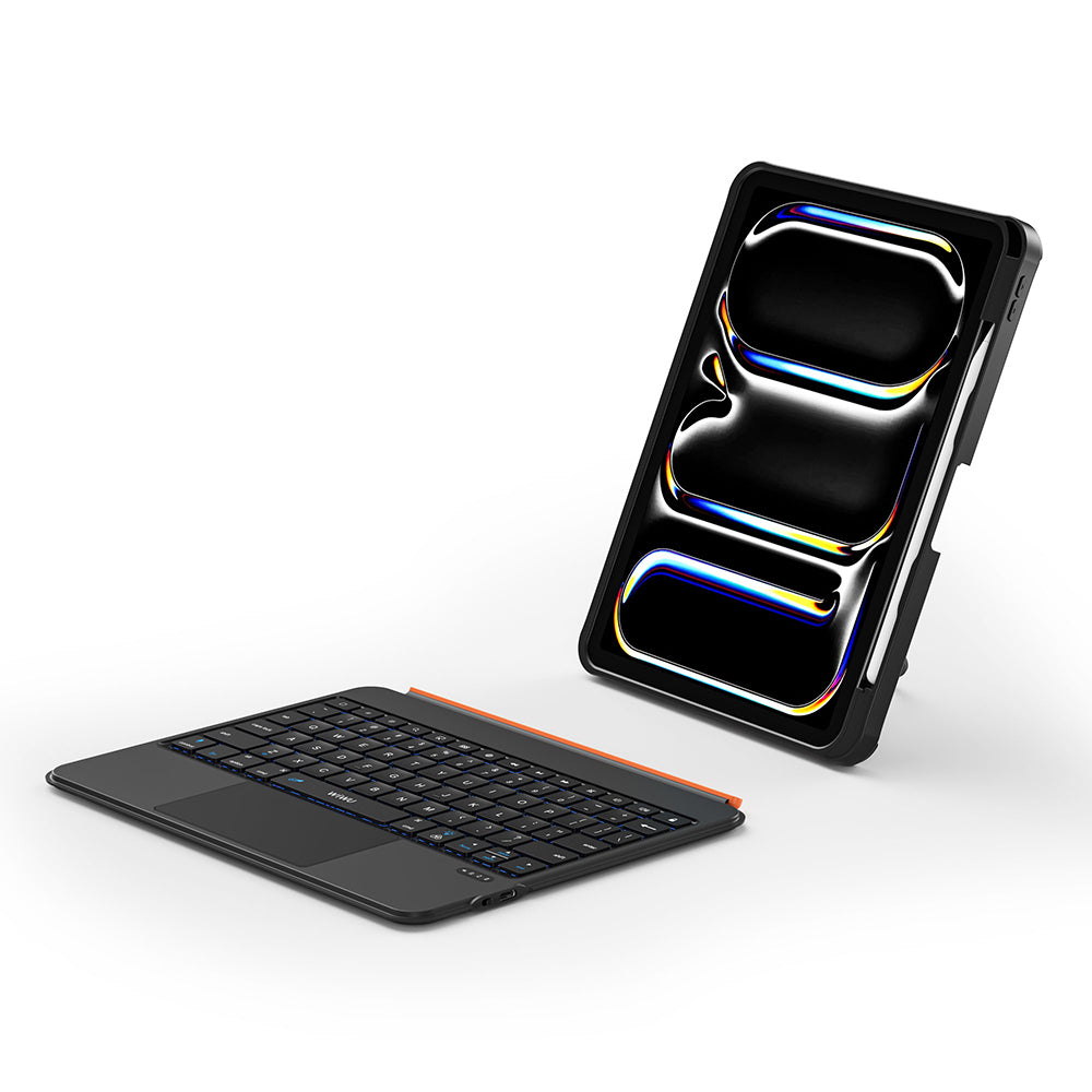 Apple iPad Pro 12.9 2020 (4.Nesil) Wiwu MK-007 Combo Pro Kalem Bölmeli Klavyeli Standlı Kılıf Siyah