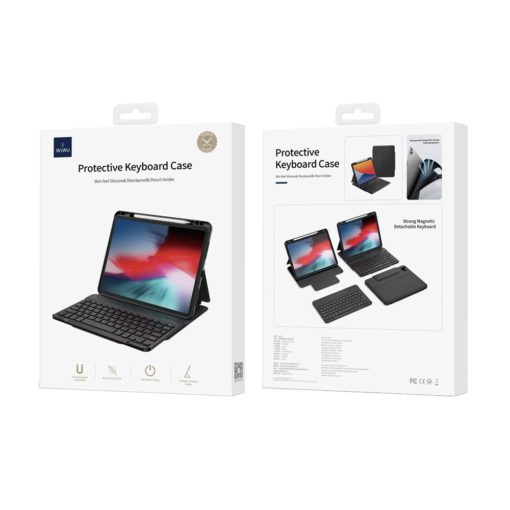Apple iPad Pro 12.9 2020 (4.Nesil) Wiwu Protective Gizli Kalem Bölmeli Klavyeli Kılıf Siyah