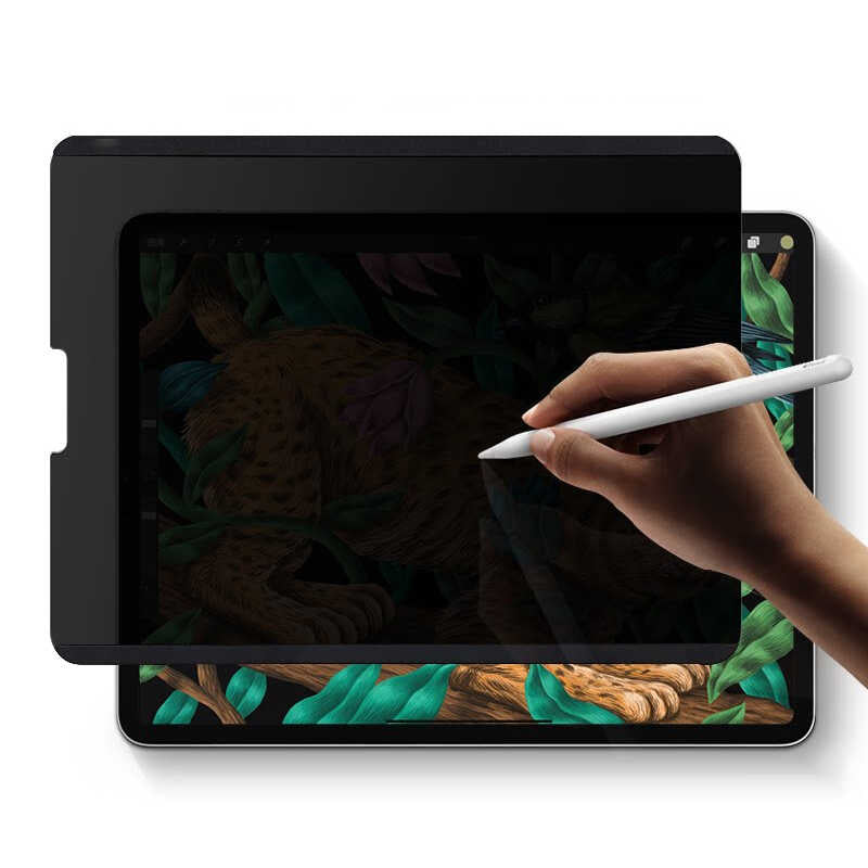 Apple iPad Pro 12.9 2022 M2 Wiwu iPrivacy Magnetik Paper Like Hayalet Ekran Koruyucu Siyah