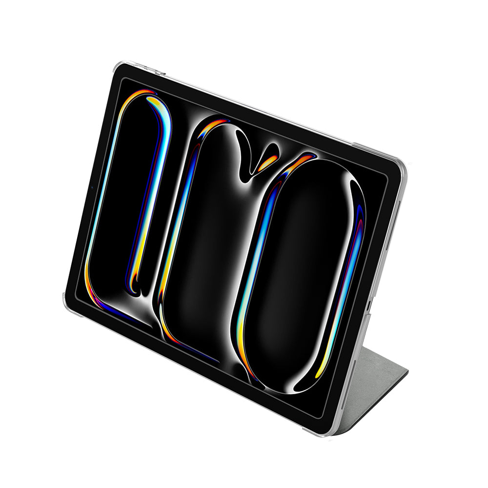 Apple iPad Pro 13 2024 Raptic Clear Folio Airbagli Şeffaf Kapaklı Katlanabilir Standlı Kılıf Siyah
