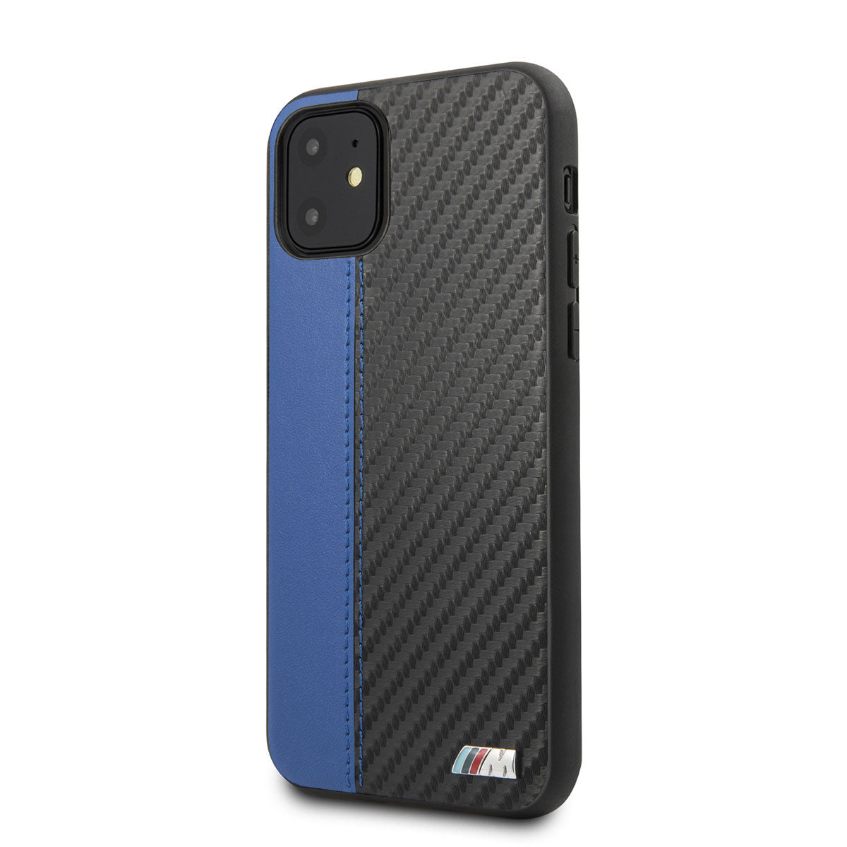 Apple iPhone 11 Kılıf BMW Orjinal Lisanslı PU Deri Karbon Çizgili Dizayn Kapak Mavi