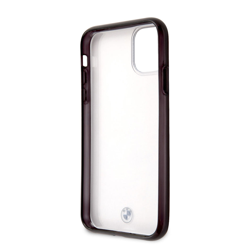 Apple iPhone 11 Kılıf BMW Transparan Elektroplatin Kenar Kaplama Dizayn Kapak Şeffaf-Siyah