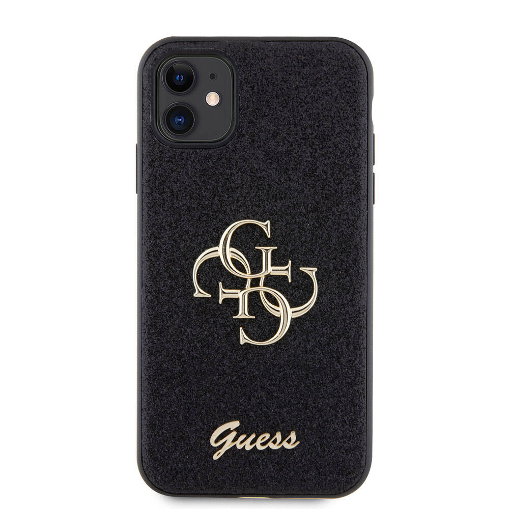 Apple iPhone 11 Kılıf Guess Orjinal Lisanslı 4G Büyük Metal Logolu Glitter Kapak Pembe
