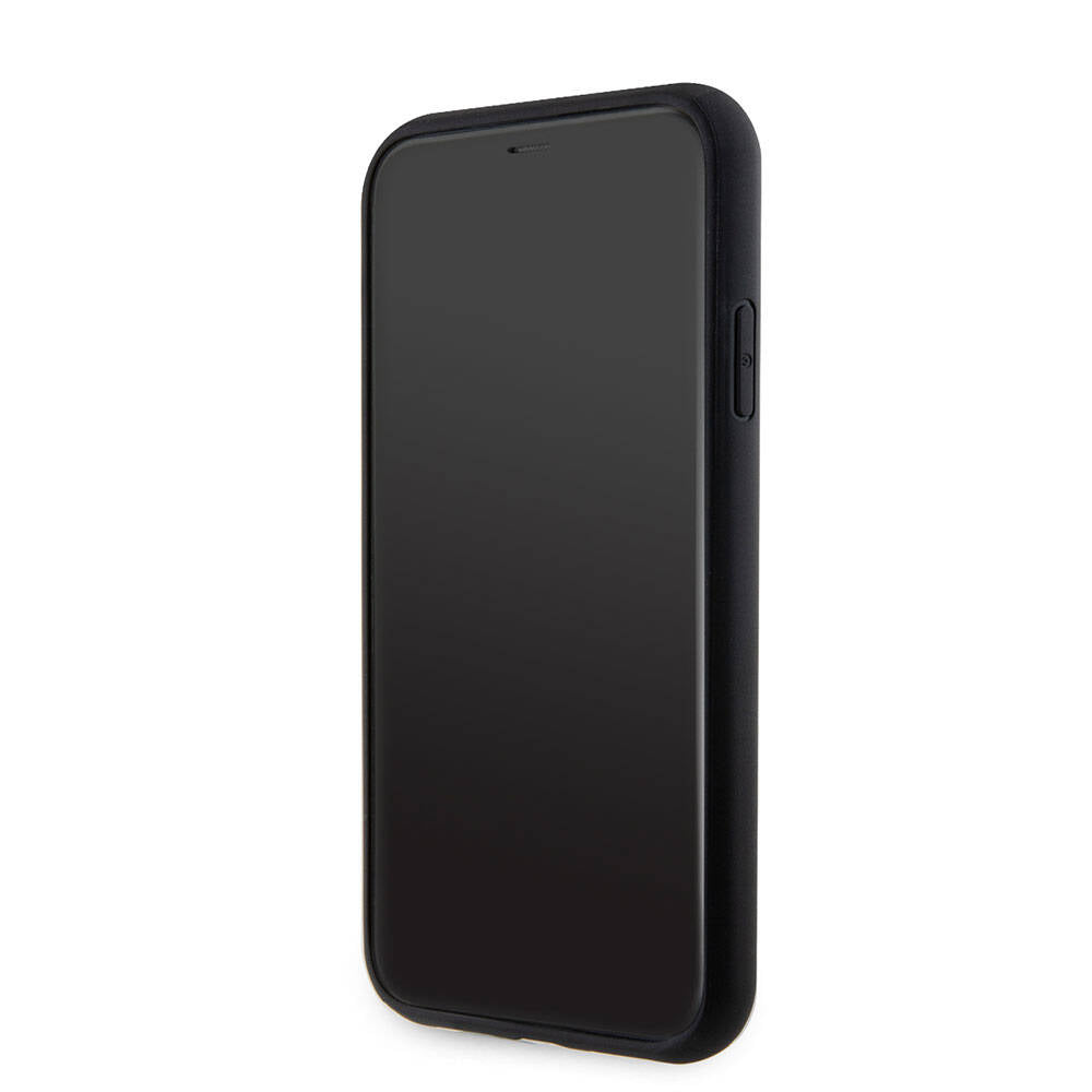 Apple iPhone 11 Kılıf Guess Orjinal Lisanslı 4G Büyük Metal Logolu Glitter Kapak Siyah