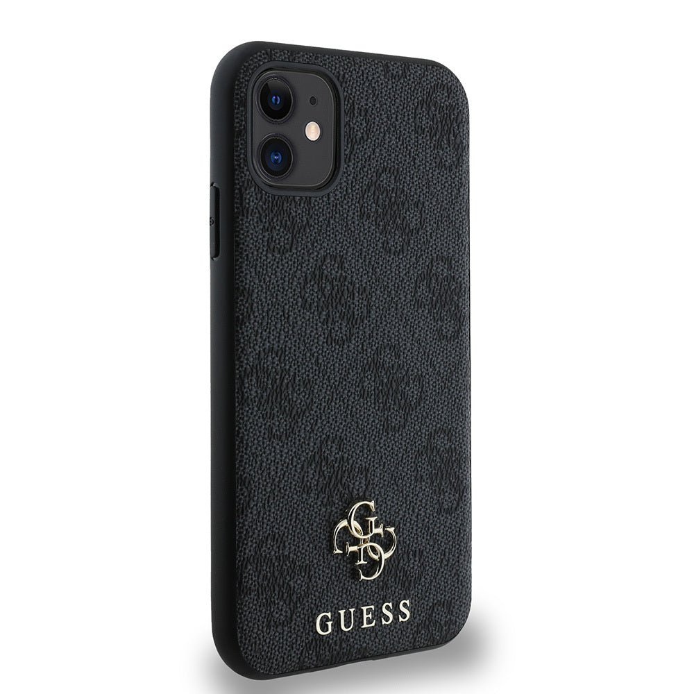 Apple iPhone 11 Kılıf Guess Orjinal Lisanslı M-safe Şarj Özellikli Small 4G Classic Kapak Siyah