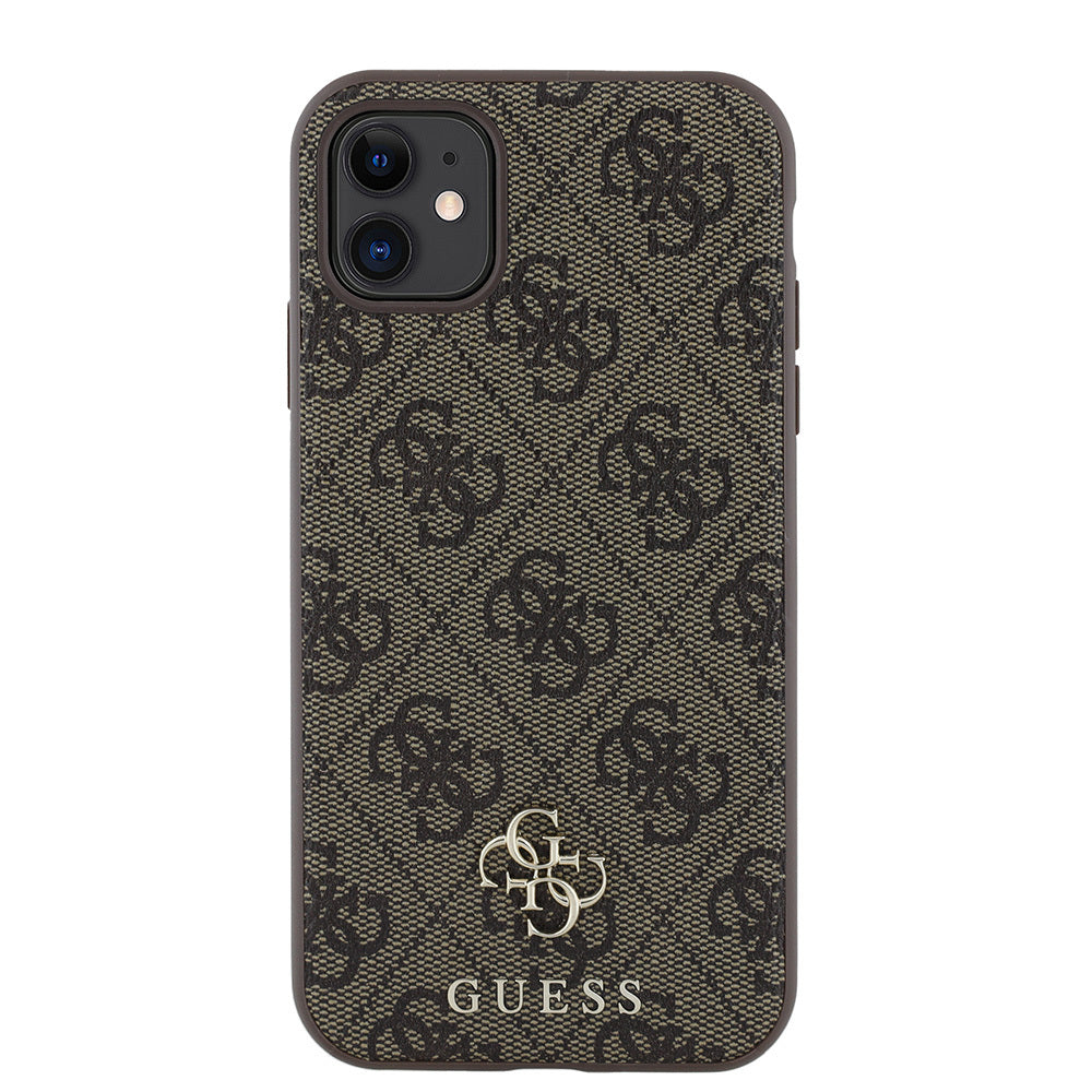 Apple iPhone 11 Kılıf Guess Orjinal Lisanslı M-safe Şarj Özellikli Small 4G Classic Kapak Kahverengi