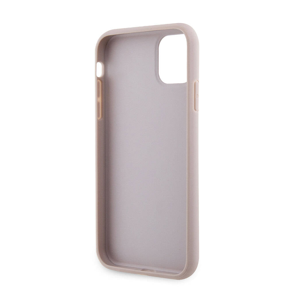 Apple iPhone 11 Kılıf Guess Orjinal Lisanslı PU Deri Taşlı Üçgen Logo 4G Desenli Kapak Siyah