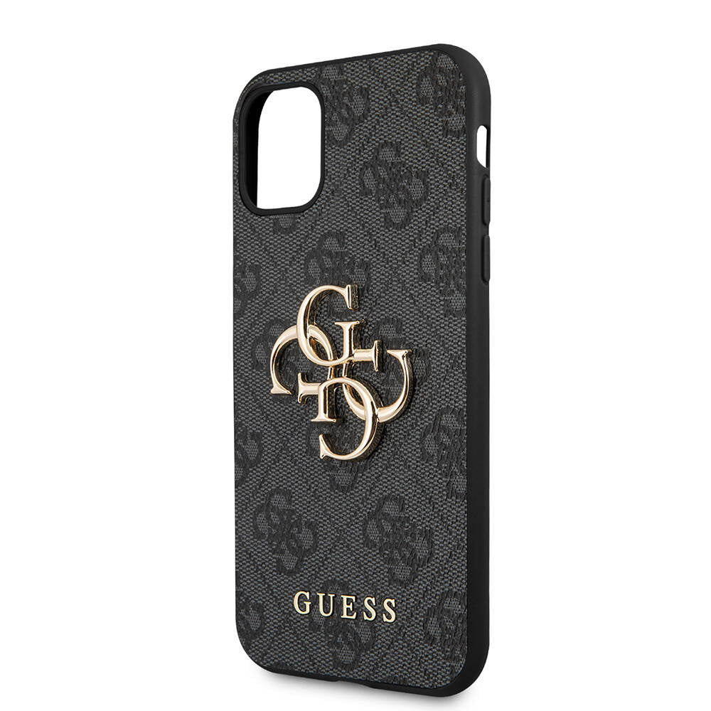 Apple iPhone 11 Kılıf Guess PU Deri Büyük Metal Logo Dizaynlı Kapak Pembe