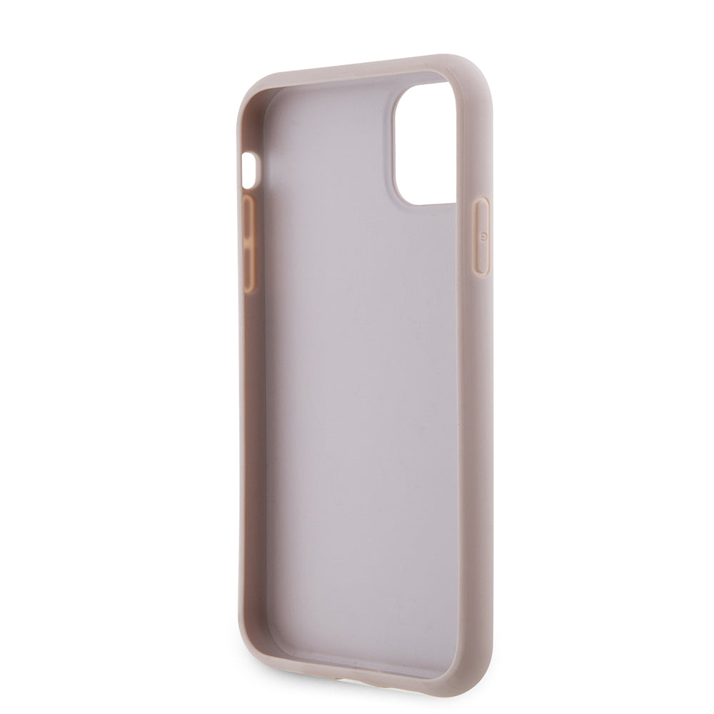 Apple iPhone 11 Kılıf Guess PU Deri Büyük Metal Logo Dizaynlı Kapak Gri