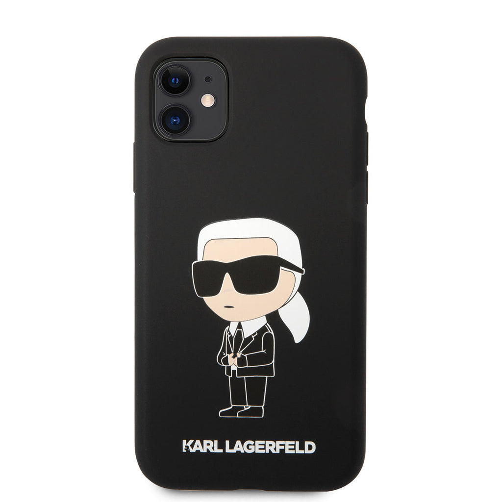 Apple iPhone 11 Kılıf Karl Lagerfeld Silikon Karl Dizayn Kapak Beyaz