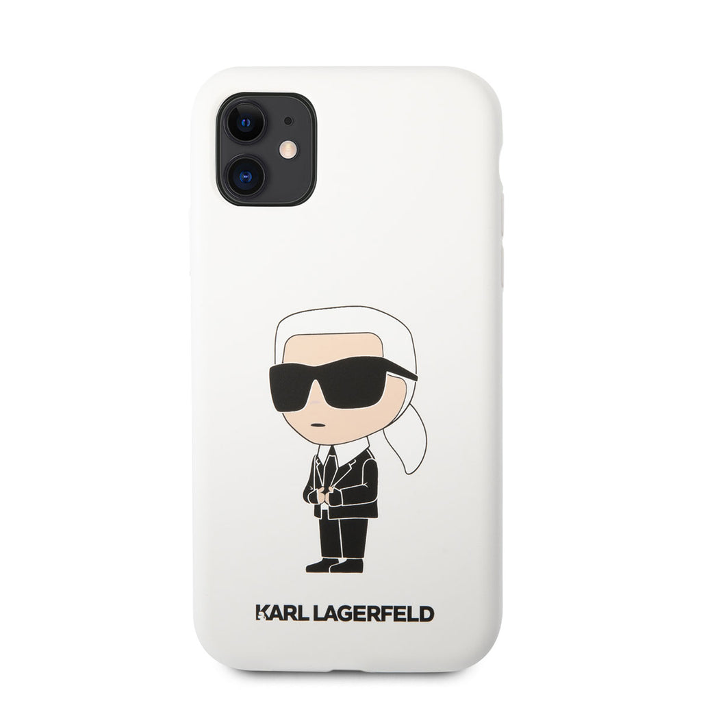 Apple iPhone 11 Kılıf Karl Lagerfeld Silikon Karl Dizayn Kapak Siyah