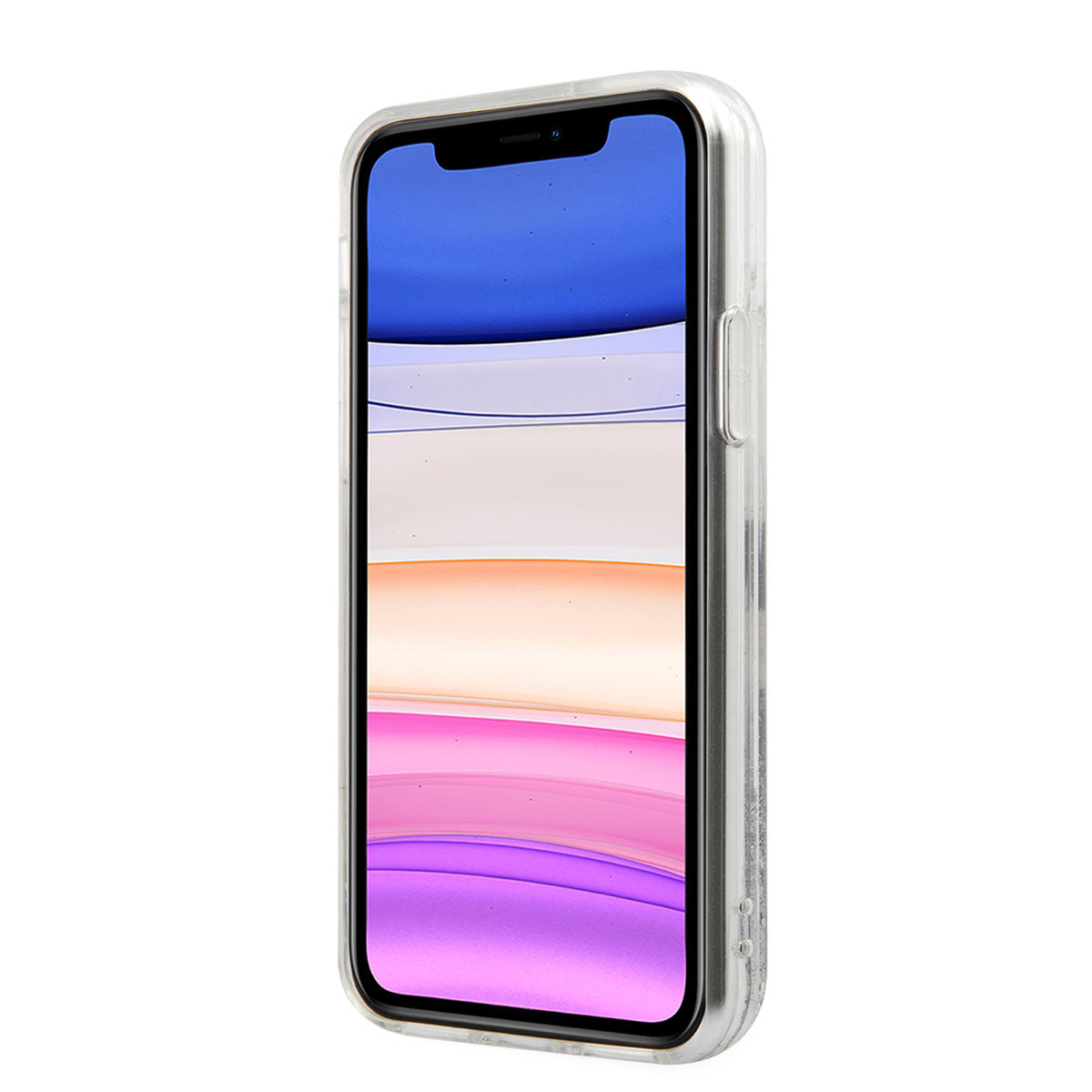 Apple iPhone 11 Kılıf Karl Lagerfeld Sıvılı Simli Choupette Fun Dizayn Kapak Gümüş