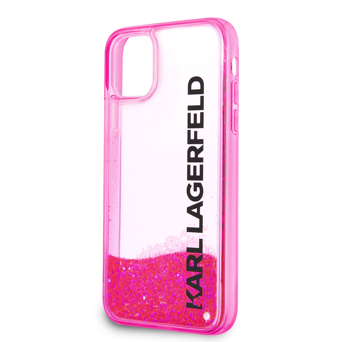 Apple iPhone 11 Kılıf Karl Lagerfeld Sıvılı Simli Elong Dizayn Kapak Pembe